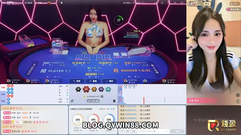 進入直播間後，快快投注百家樂或是送禮來引起美女主播的注意吧